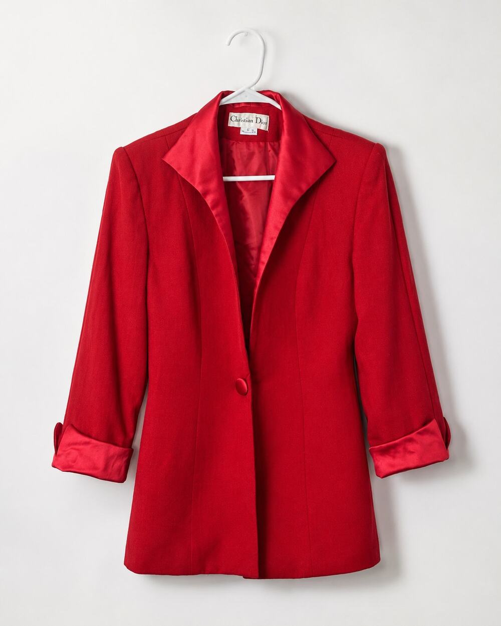 Vintage Christian Dior Blazer Womens 6 Red with COA 100% Wool Lined Jacket 80s